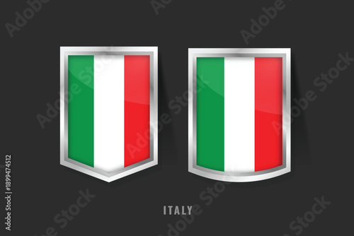 Vector Illustration of ITALY Label Logo. ITALY Badge Sign ITALY With Flag, Italian Product Label Banners Template.