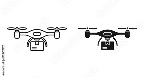 Delivery Drone Icon - Future Technology for Aerial Package and Food Delivery