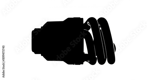 A close-up silhouette of headphones on a stand, showcasing modern audio technology, viewed from the side in a minimalist setting