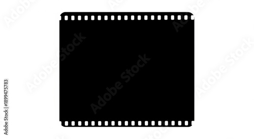 A square-shaped film strip with perforated edges and a solid black center viewed straight on