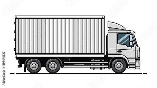Side view illustration of a large white commercial semi trailer truck isolated on a white background for logistics and transport industry.