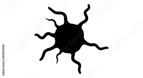 Silhouette of an octopus viewed from above against a plain background