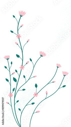 Pink flower tree illustration 