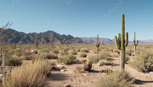 Cacti and Desert Landscape Near Mountains in Daylight