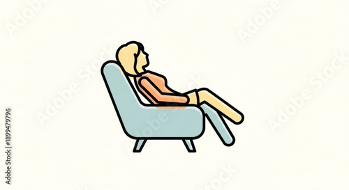 Woman relaxing in a chair side view blond hair calm and serene atmosphere comfortable seating