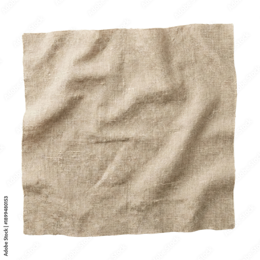 Obraz premium Wrinkled beige linen fabric square texture