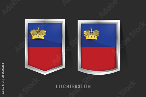 Vector Illustration of LIECHTENSTEIN Label Logo. LIECHTENSTEIN Badge Sign LIECHTENSTEIN With Flag, Liechtensteiner Product Label Banners Template.