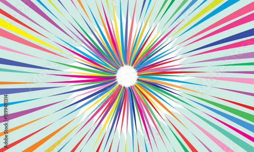 multicolor rainbow impact swirl rays petal spikes creative eye recolorable background vector design element