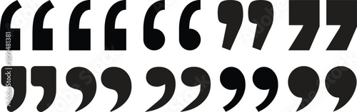 Set of quote mark. Quotes icon vector set. Quotemarks outline, speech marks, inverted commas or talking marks collection. Talk bubble speech icon. Black quotes icon. Vector illustration