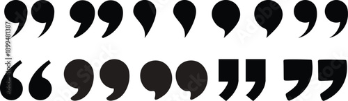 Set of quote mark. Quotes icon vector set. Quotemarks outline, speech marks, inverted commas or talking marks collection. Talk bubble speech icon. Black quotes icon. Vector illustration