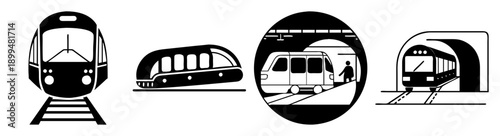 Modern subway train set isolated on white background vector illustration transportation urban transit