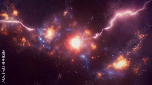 Exploring the birth of a star in space with bright colors and glowing gases at the center of a cosmic cloud in a distant galaxy
