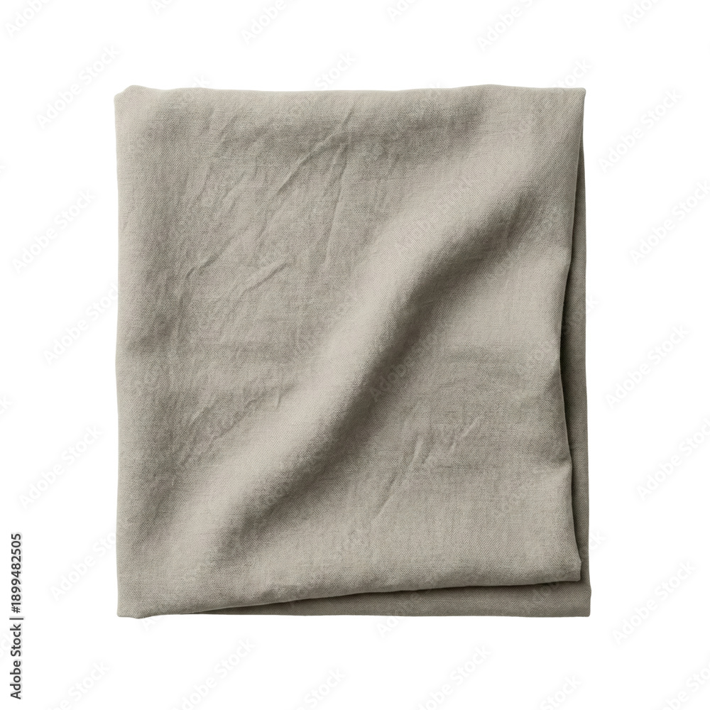 Fototapeta premium Folded beige linen fabric piece isolated