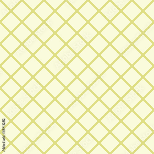 Seamless light yellow diagonal grid vector on an ivory background. Simple geometric design suitable for wallpaper, pattern design, branding, packaging, and digital use.