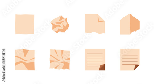 Collection of various paper textures with realistic creases and folds
