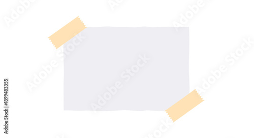 Blank paper sheet with tape on white background