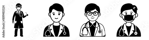 Flat design professionals set diverse occupations vector icons businessman doctor scientist worker isolated