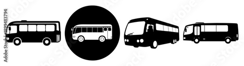 Set of four modern buses isolated on white background vector illustration transportation fleet urban travel