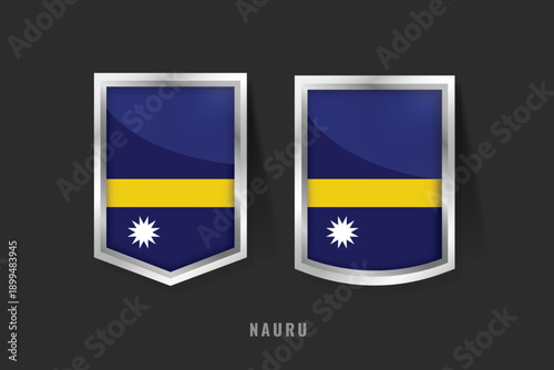 Vector Illustration of NAURU Label Logo. NAURU Badge Sign NAURU With Flag, Nauruan Product Label Banners Template.