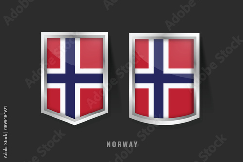 Vector Illustration of NORWAY Label Logo. NORWAY Badge Sign NORWAY With Flag, Norwegian Product Label Banners Template.