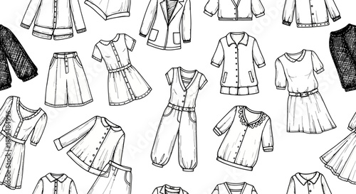 Clothing Design, Creative Illustrations, Trendy Styles, Artistic Presentation