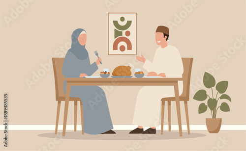 Couple Eating Breakfast Together at Home.