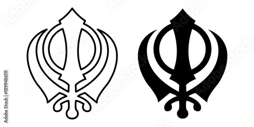 Vector illustration of khanda sikh symbol set on transparent background