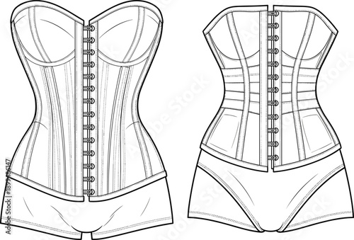 corset, lingerie, shapewear, fashion, illustration, bustier, women, clothing, template, elegant, sexy, garment, design, apparel, waist, bodyshaper, feminine, outfit, style, sketch