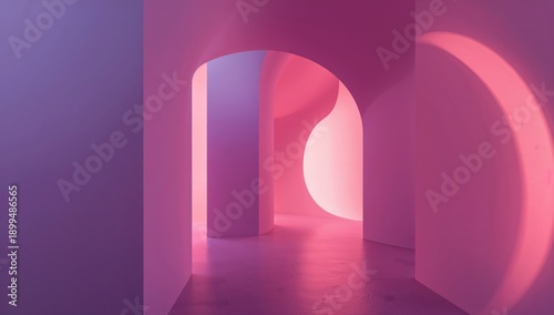 Bright Colors and Shapes in a Modern Space With Arches and Shadows at a Creat...