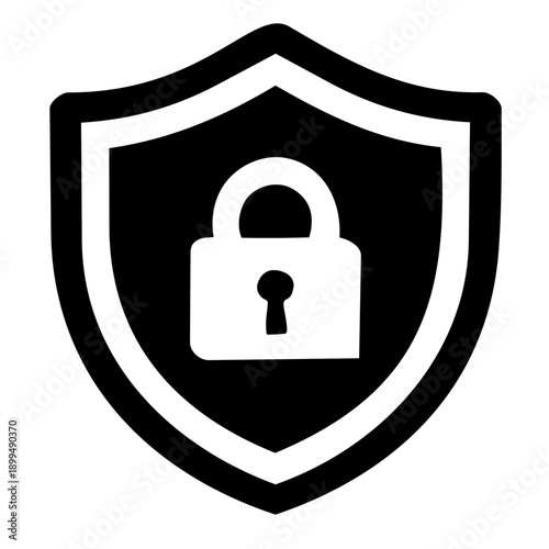 Security shield with lock icon　盾＋鍵アイコン