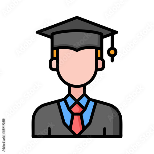 Graduate Man Wearing Academic Cap and Gown.
