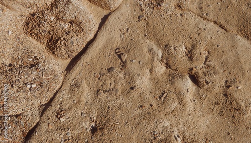 Footprints Are Imprinted in Dry Sand After a Sunny Day in the Desert