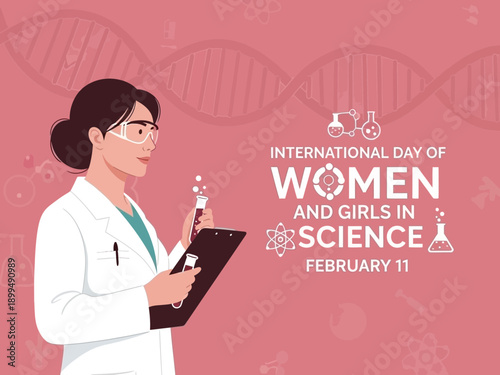 Woman scientist holding clipboard for international day of women in science