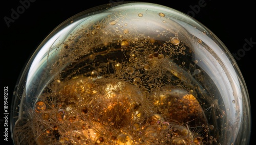 Colors Swirl Together in a Glass Filled With Bubbles and Liquid