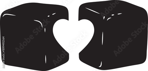 Two black shapes forming a heart with white background