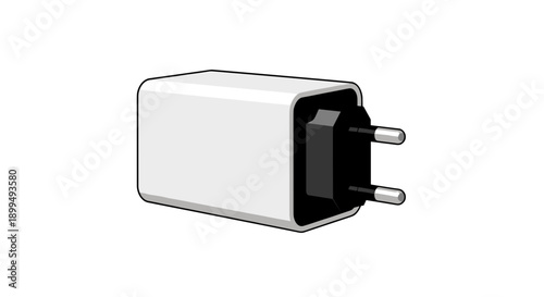 Minimalist white charger block isolated against a plain background, featuring sleek design and compact form