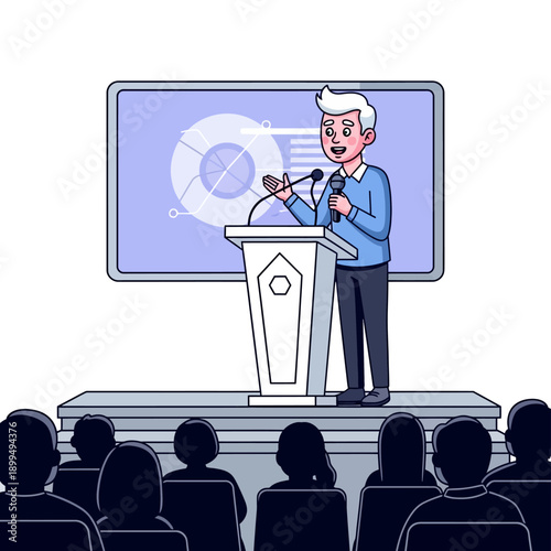Businessman giving a presentation speech.