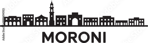 Photos Moroni city skyline silhouette black vector illustration on white background com