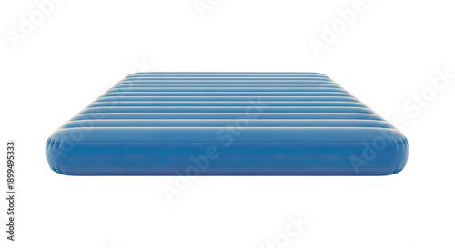 Blue Inflatable Air Mattress on White Background