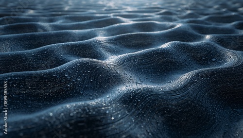 Rippling Water Surface With Droplets Reflecting Light During Nighttime