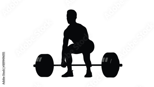 a black silhouette of a person lifting a barbell in a squatting position