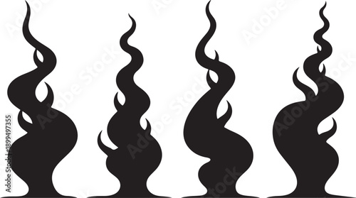 Black flame silhouettes on white background vector illustration graphic