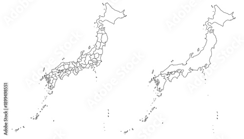 Japan Map White Silhouette with Detailed Regions – Editable Layered EPS | Japan Outline Vector