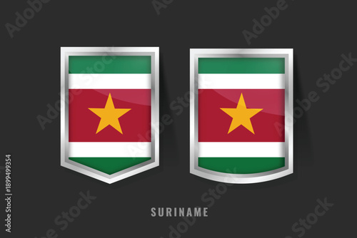 Vector Illustration of SURINAME Label Logo. SURINAME Badge Sign SURINAME With Flag, Surinamese Product Label Banners Template