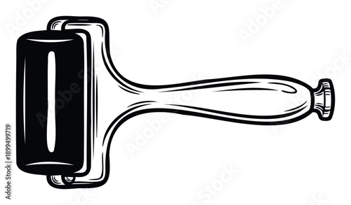 A versatile tool for printmaking and painting, this brayer roller is perfect for educational resources, creative project instructions, or workshop promotions.