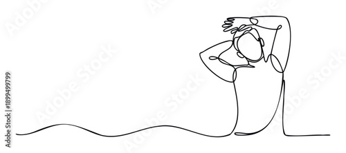 A continuous line drawing depicting a person shielding their eyes or expressing fatigue, suitable for mental health awareness campaigns, website graphics, or stressrelated editorial content.
