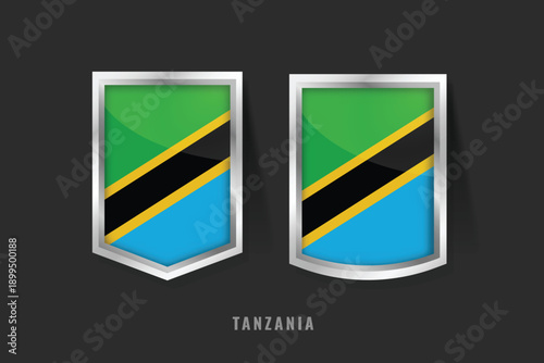 Vector Illustration of TANZANIA Label Logo. TANZANIA Badge Sign TANZANIA With Flag, Tanzanian Product Label Banners Template.