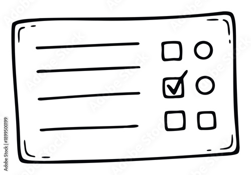 Hand drawn style checklist or survey form with one selected option perfect for illustrating task management, voting, or questionnaire concepts in educational and business contexts.
