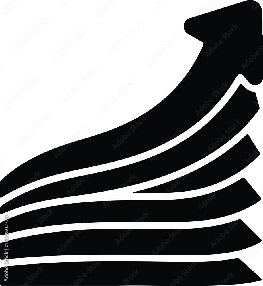 Fototapeta premium Silhouette modern business growth arrow symbol with layered progress illustration vector