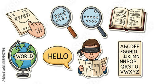 Braille Education and Accessibility Icons for Visually Impaired